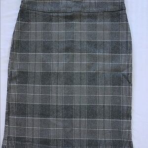Plaid midi work pencil skirt